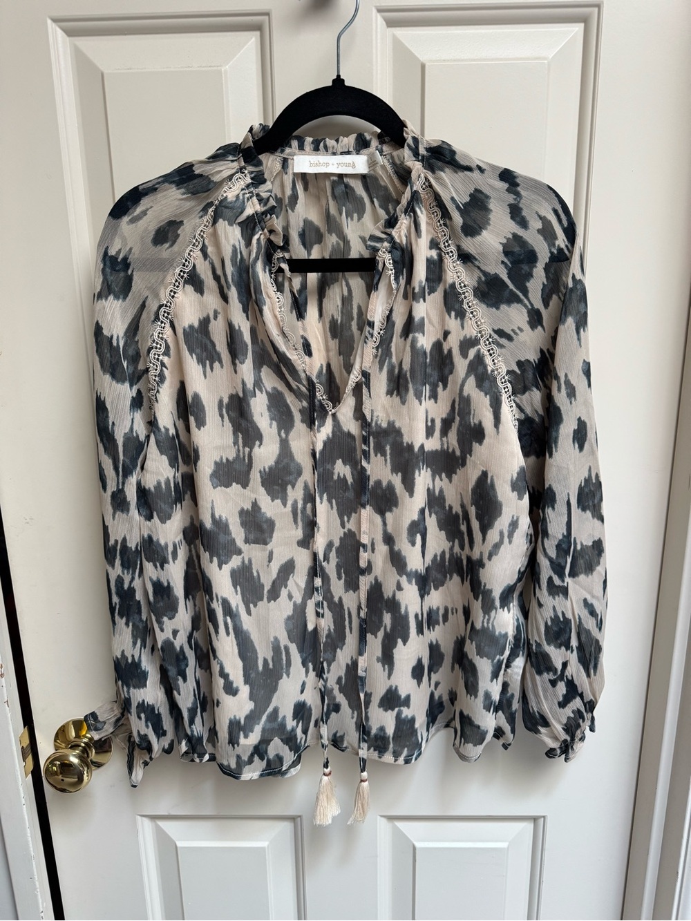 Bishop + Young Sheer Sleeve Animal Print Top